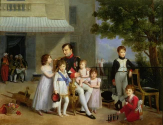 Portrait of Napoleon Bonaparte (1769-1821) with His Nephews and Nieces on the Terrace at Saint-Cloud, 1810